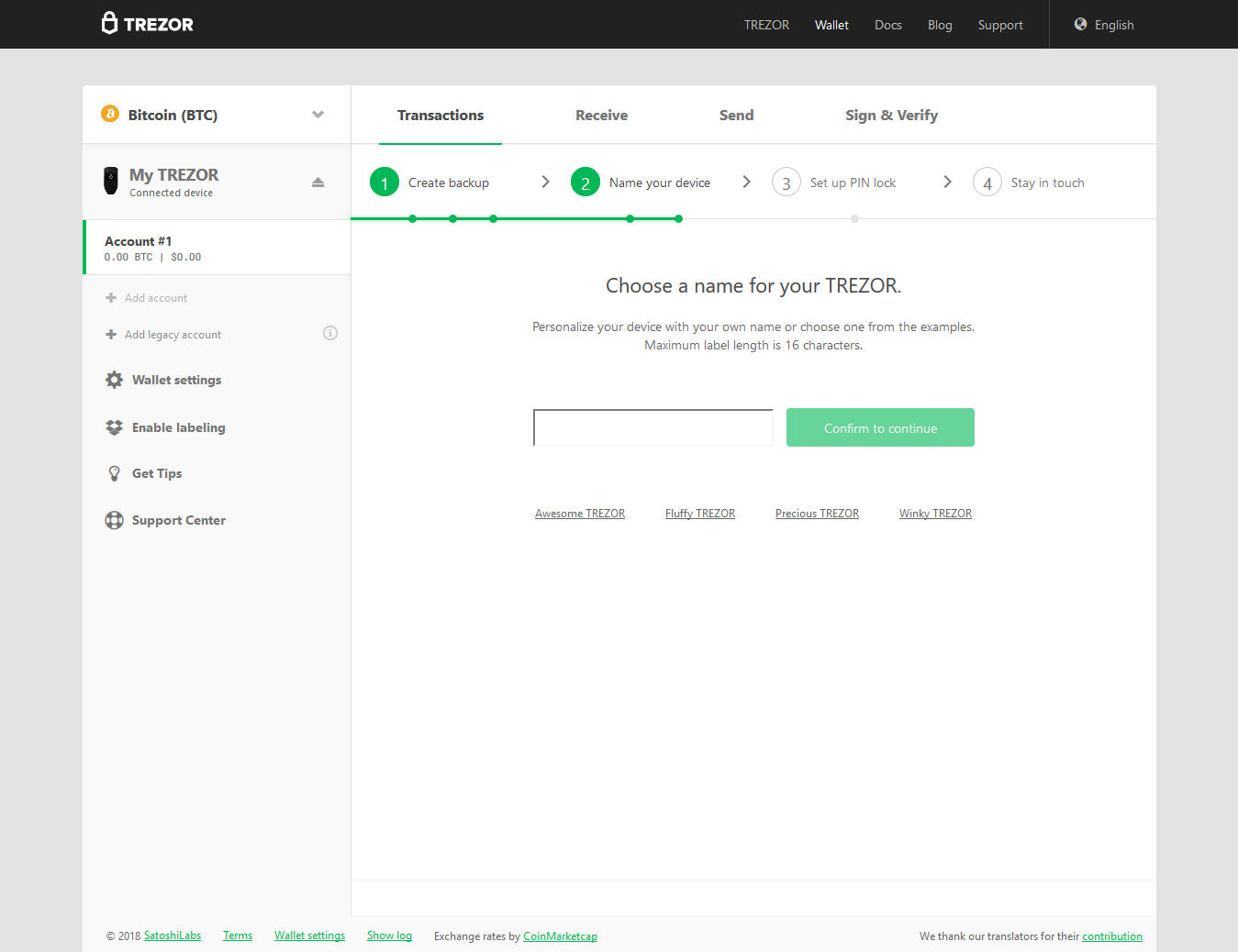 Label Trezor Wallet